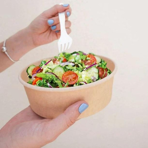 Envase Bowl 100% Compostable Con Tapa 32oz /100 Unidades
