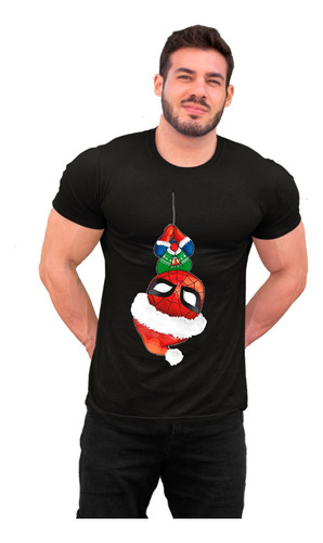 Playera Unisex De Spiderman Con Gorro Navideño Oferta