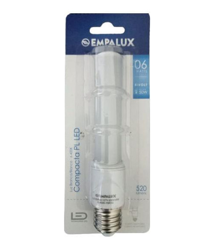 Lâmpada Compacta Pl Led 6w 520lm 6.400k 127-220v E27 Empalux