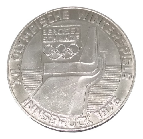 Moneda Austria 100 Chelines Plata Olimpiadas Innsbruck 1976