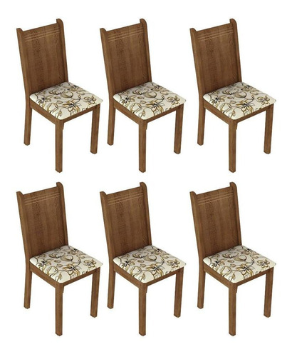 Kit 6 Cadeiras 4290 Madesa - Rustic/lírio Bege Cor da estrutura da cadeira Rustic Cor do assento Lírio Bege Desenho do tecido Lírio Bege