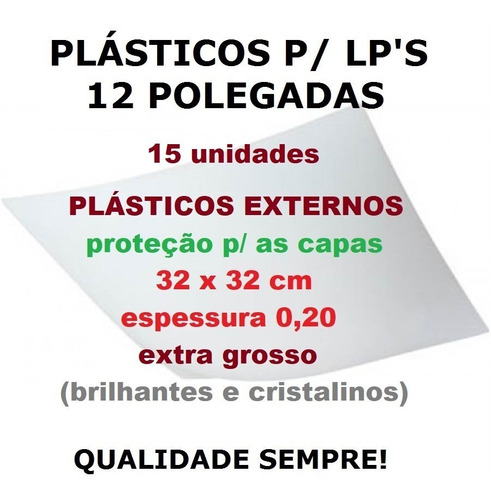 15 Plásticos 0,20 Extra Grosso P/ Capa De Lp Discos Vinil