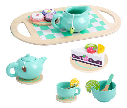 Set De Juego De Cocina Tea Party Toys De Madera Hecho A Mano