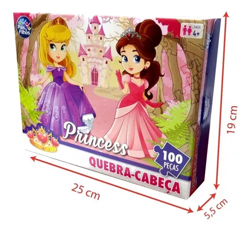 Quebra Cabeca Infantil Princesas 100 Pecas Menina Jogo Legal