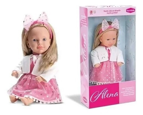 Boneca Bebê Menina Loira Alena Coleção Brinquedo Infantil 