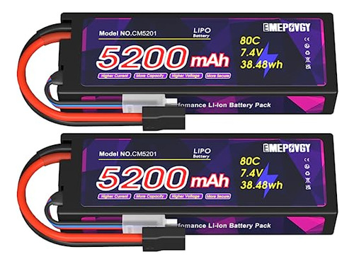 Emepovgy 2s Lipo Batería 7.4v 80c 5200mah Estuche Rígido P