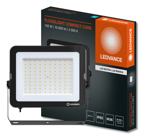 Refletor Floodlight Compact 100w 100° Ip65 Bivolt Ledvance Carcaça Preto Luz Branco-neutro 110v/220v