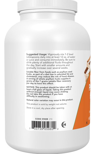 Cáscara De Psyllium En Polvo Now 340 G