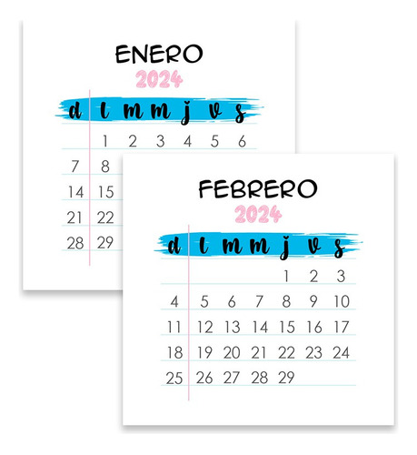 Mini Calendario 2024 8x8 Archivo Digital Listo Para Imprimir