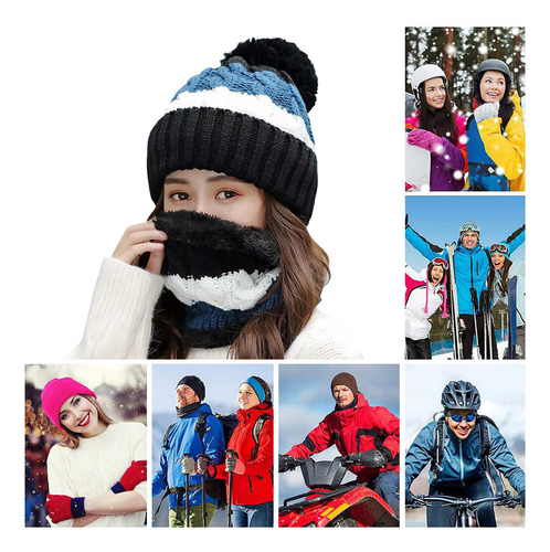 Conjunto De Gorro Y Bufanda Térmica Para Mujer, Tejido De In