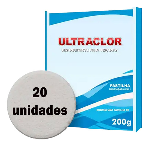 Kit Com 20 Pastilhas De Cloro Para Piscinas 200g Utraclor