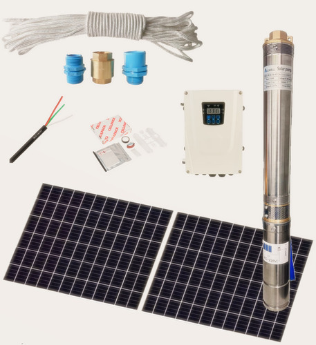 Bomba Hibrida Solar Sumergible Pozo 90m Ac/dc+2paneles+kit