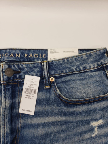 Jeans American Eagle Con Parches Azul Indigo 