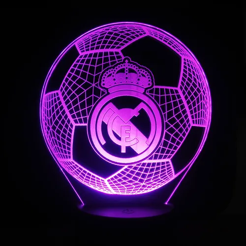 Lámpara Led Ilusión 3d Balón Real Madrid + Control Remoto