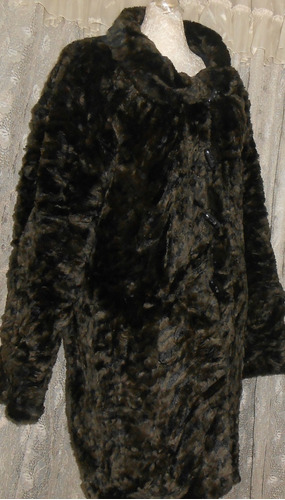 Talla Extra Abrigo Animal Print-negro Doble Vista Yeti 44