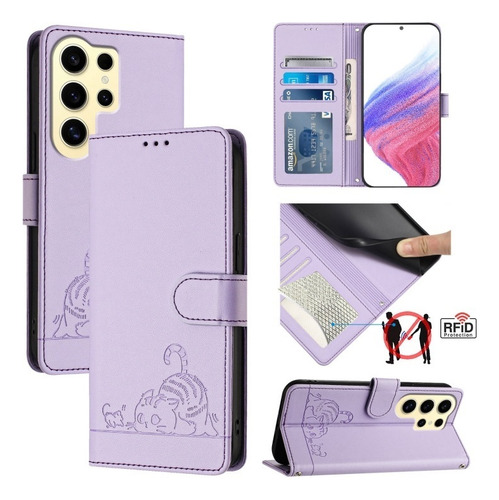 Funda For Teléfono Samsung Con Estampado En Relieve De Gato