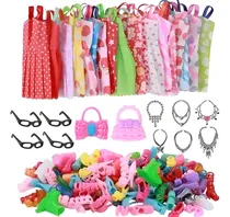 Comprar 32pcs Vestidos Barbies Y Gafas Zapatos Juguetes Para Niñas