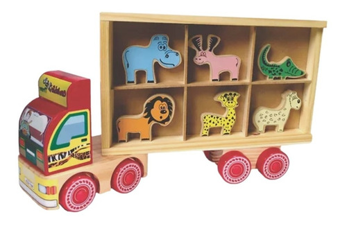 Caminhão Zootrans Brinquedo Educativo Em Madeira Lúdico