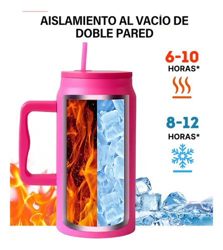 15 Termo 50oz Vaso Con Asa Y Tapa Popote Colores Mayoreo Surtido