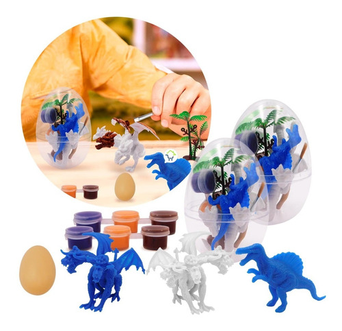 Set X2 Huevos Figuras Juguete Dinosaurio Para Pintar 52511