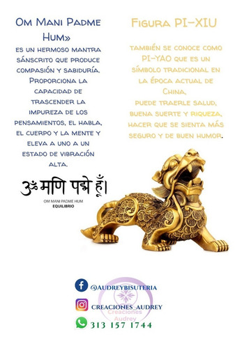 Lote 10 Pulseras Feng Shui Mantra Om Ni Padme Dragon Pixiu