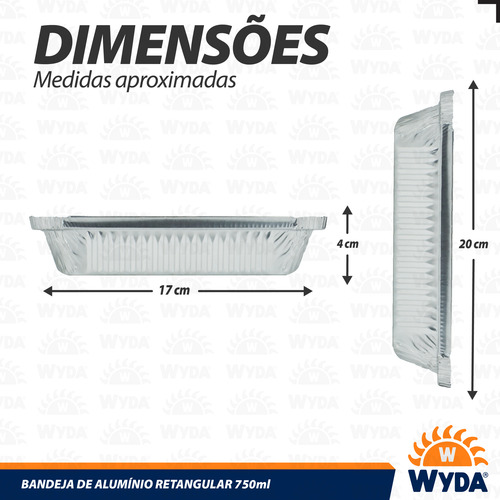 100 Marmita Alumínio Wyda D7s Bandeja 750ml 40% + Resistente