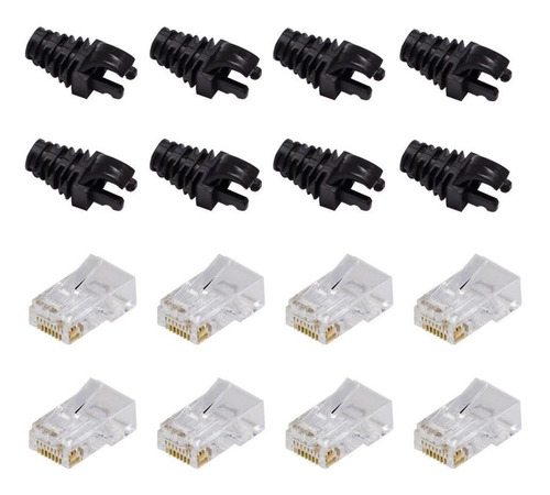 50 Capas Snap Preto Rj45 + 50 Conectores Soho Plus Furukawa