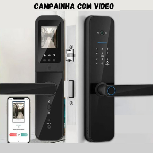Fechadura Eletronica Com Vídeo C/ Biometria Tag Nfc Wifi Cam