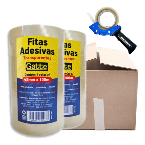Fita Adesiva Durex Largo 45mmx100metros - Kit 10 Rl + Brinde