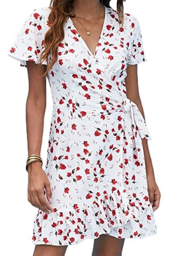 Vestido Mujer Verano Lunares Floral Estampado Plisado