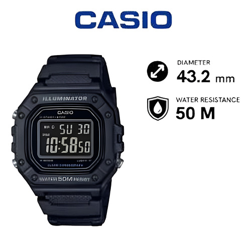Reloj Pulcera Casio W218h-1bv Original /negro