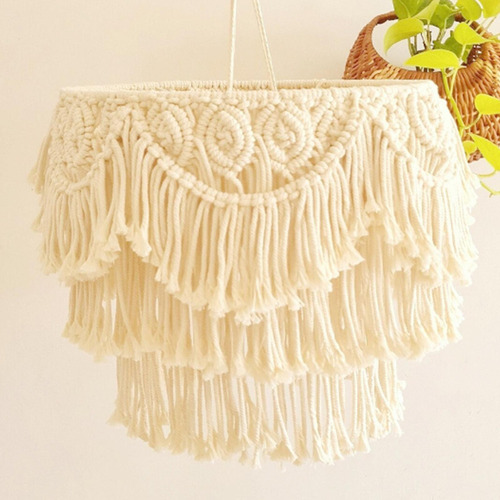 Para Macrame Lamp Shade Art Lámpara Colgante Sombra Para