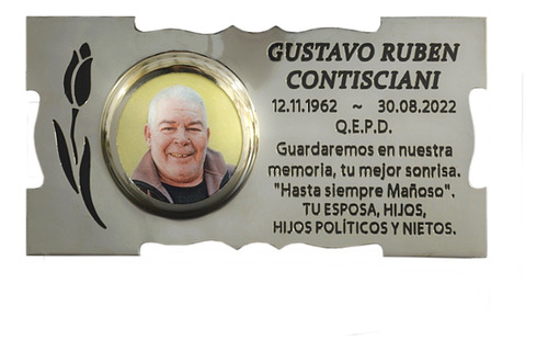 Placa Grabada Con Fotoceramica Para Cementerio 25x12.