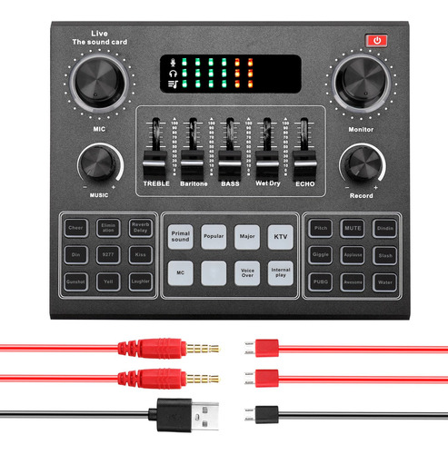 V9 Audio Audífono Usb Micrófono Webcast Tarjeta De Sonido 