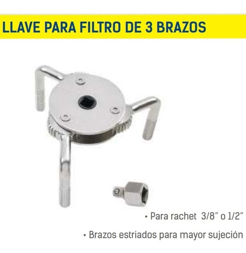 Llave Para Filtros De Aceite De 3 Brazos Marca Bp 