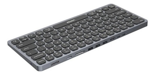 Teclado Con Hub Usb-c Unitek 9 En 1 - 3 Usb-a, Hdmi, Usb-c Teclado Gris Oscuro Idioma Inglés Us