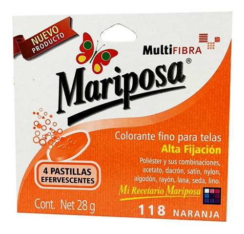 Mariposa Multifibra Colorante  Naranja 118