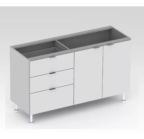 Bajo Mesada Mueble Cocina 2 Puertas 3 Cajones 602