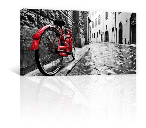 Cuadro Decorativo Vintage Canvas Bicicleta Antigua Roja