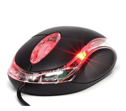 Mouse Optico Usb Economico Para Pc Negro Iluminacion Led 