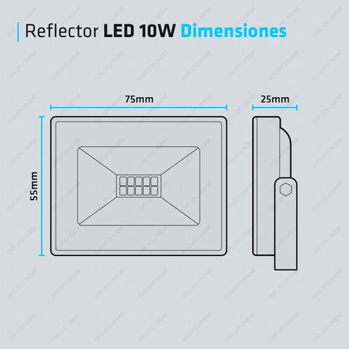 Imagen 5 de 10 de Reflector Led 10w Multiled Slim Bajo Consumo Exterior Mfull