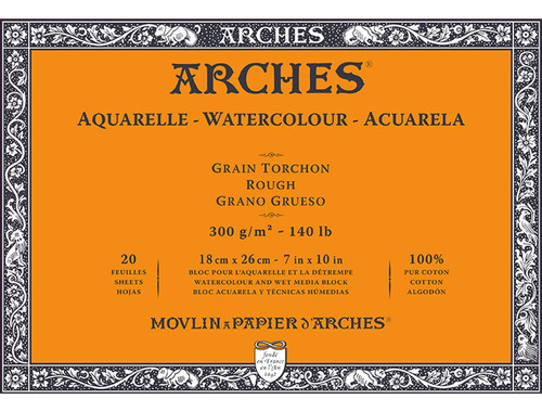 Arches - Bloque De Papel De Acuarela - 7  X 10  - 20 Hojas -