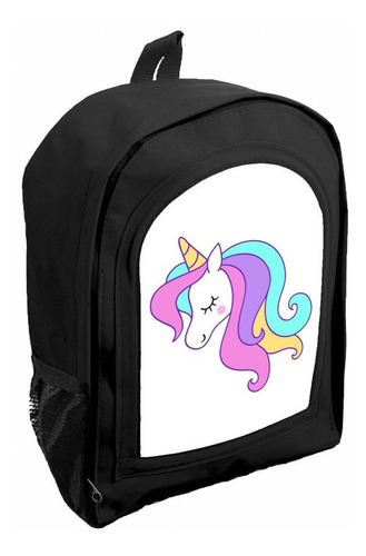 Mochila Negra Nena Jardin/ Preescolar Unicornio Ar21