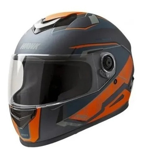 Casco para moto integral Hawk RS1  gris y naranja mate talle S 