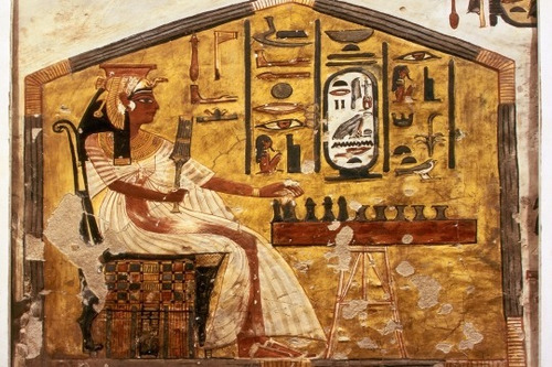 Reina Nefertiti Jugando Senet - Egipto - Lámina 45x30 Cm.