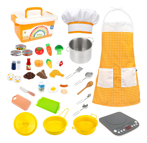 Olla De Cocina, Delantal Con Set Para Niños, Para Cortar Y C