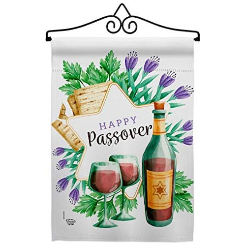 Happy Passover Garden Flag Set Wall Hanger Religious Wi...