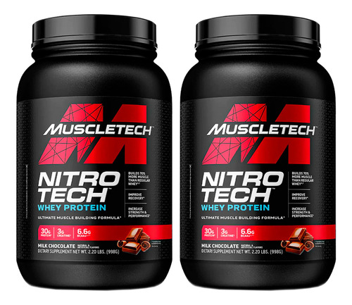 Muscletech Kit X2 Nitro Tech Whey Protein Proteína Sabor Milk Chocolate