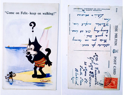 Imagen 1 de 1 de 1 Felix The Cat Postcard Vintage Tarjeta Felix El Gato 1920s