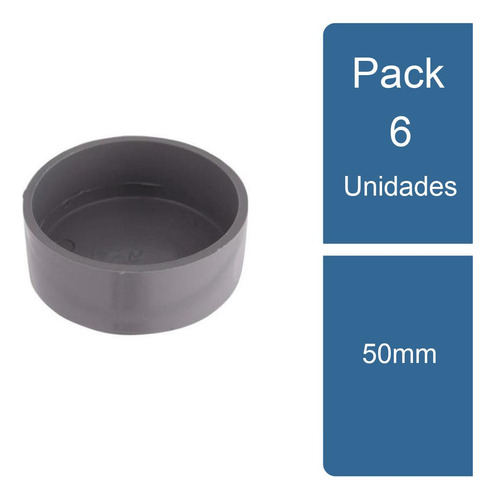 Pack 6 Tapa Gorro Pvc Sanitario Gris 50mm Pvc